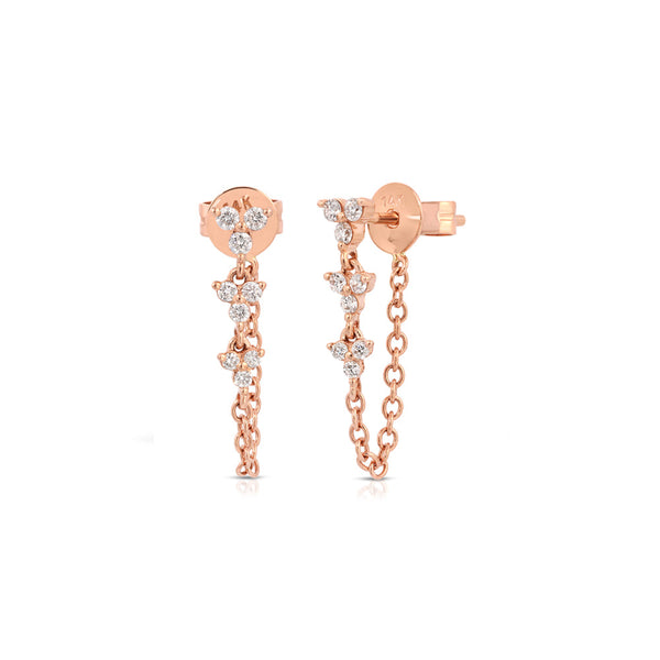 Rise & Grind Triangle Diamond Drop Earrings in 14K Rose Gold