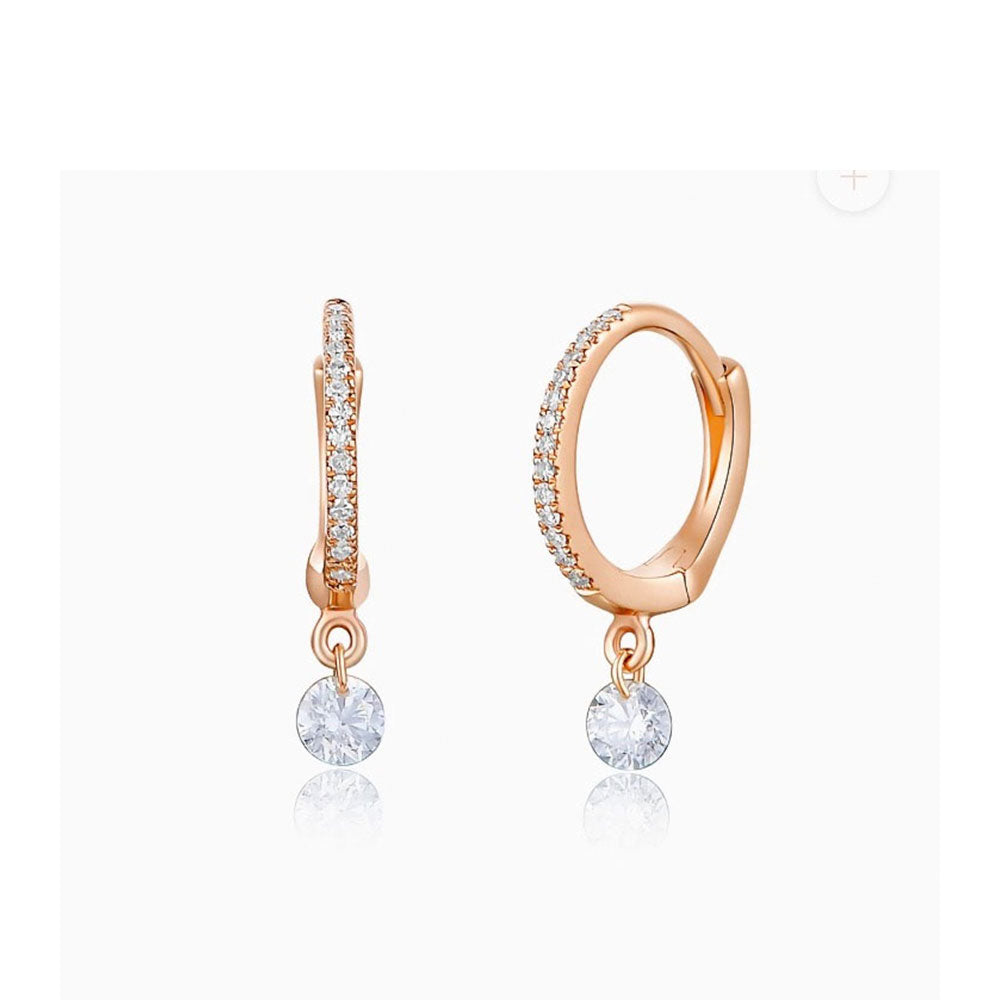 Floating Diamond Drop Huggie Earring