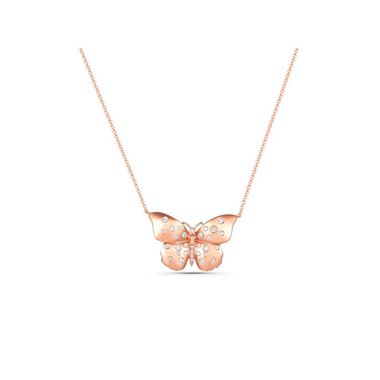 Large Scattered Diamond Butterfly Necklace