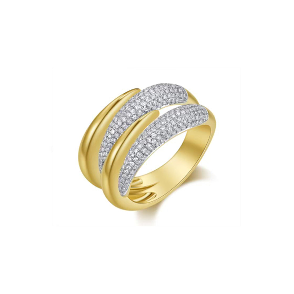 14K Yellow Gold and Diamond Pave Ring Diamonds