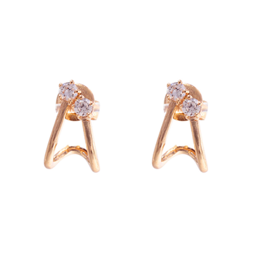 14k Rose Gold Double Diamond Huggy