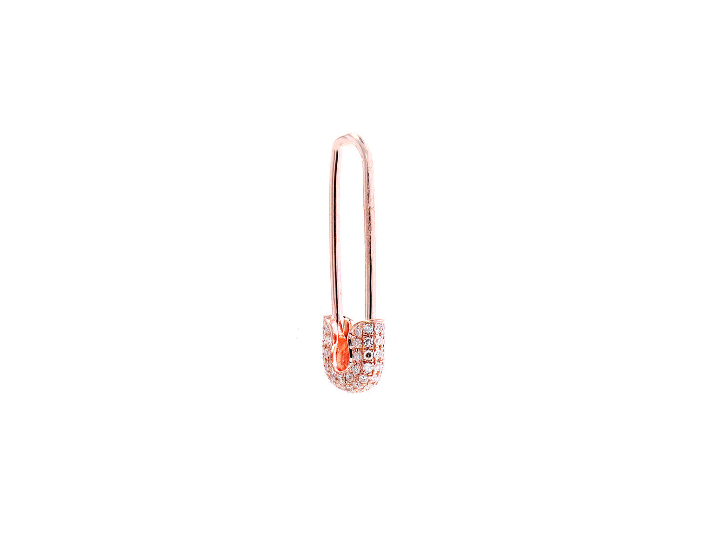 14K Rose.Gold Diamond Pave Safety Pin Earring