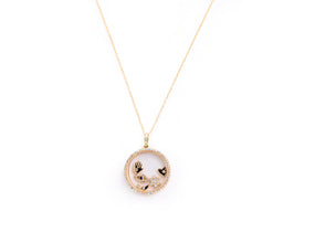 14KT GOLD DIAMOND FLOATING CHARM PENDANT NECKLACE