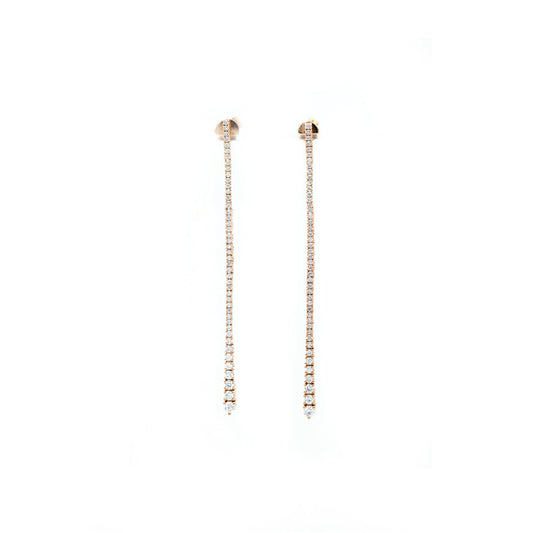 14k Rose Gold Diamond Straight Line Earrings