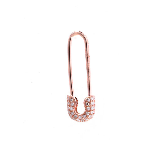 14K Rose.Gold Diamond Pave Safety Pin Earring