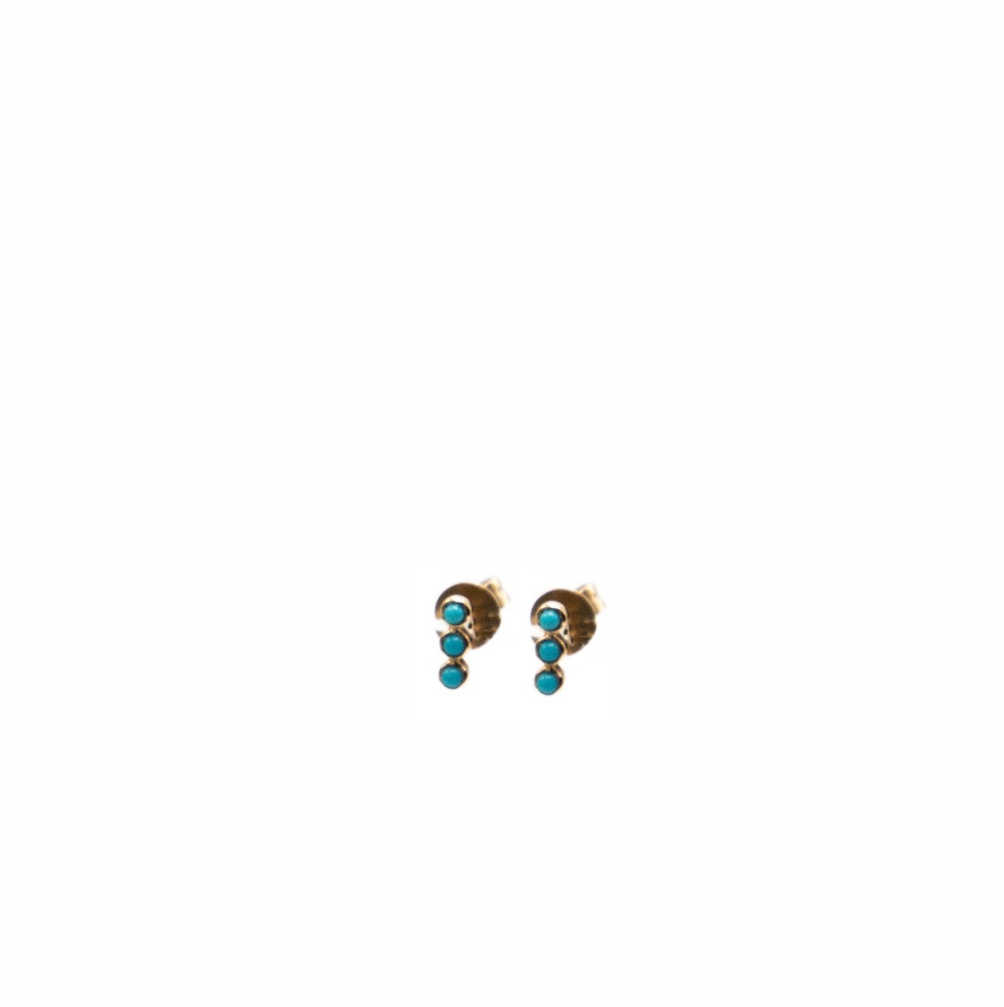 14k Rose Gold Turquoise Bezel Set Bar Studs