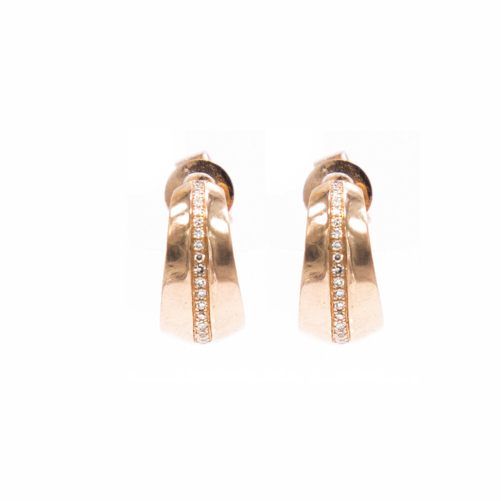 14k Rose Gold Hoop with Diamond Stripe