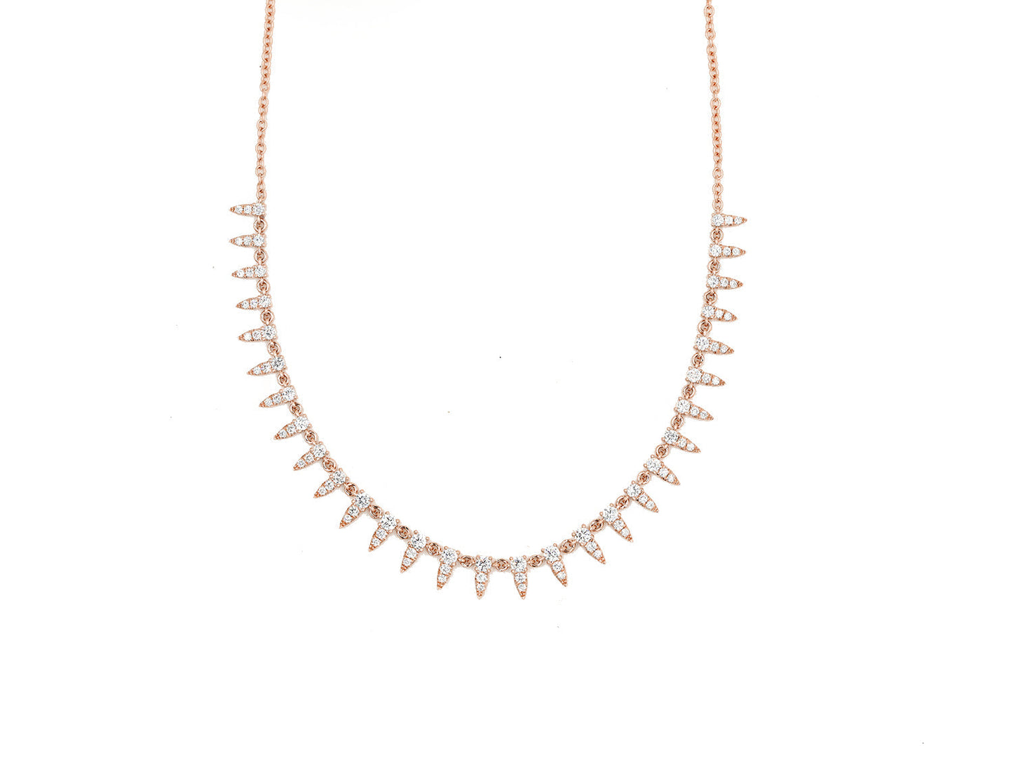 14k Rose Gold Diamond Spike Necklace