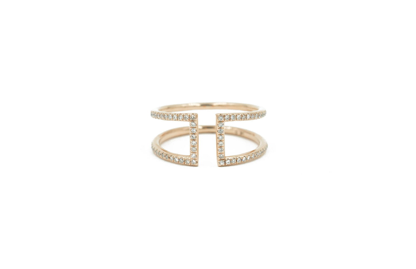 14KT Rose Gold Diamond Pave Cuff Ring