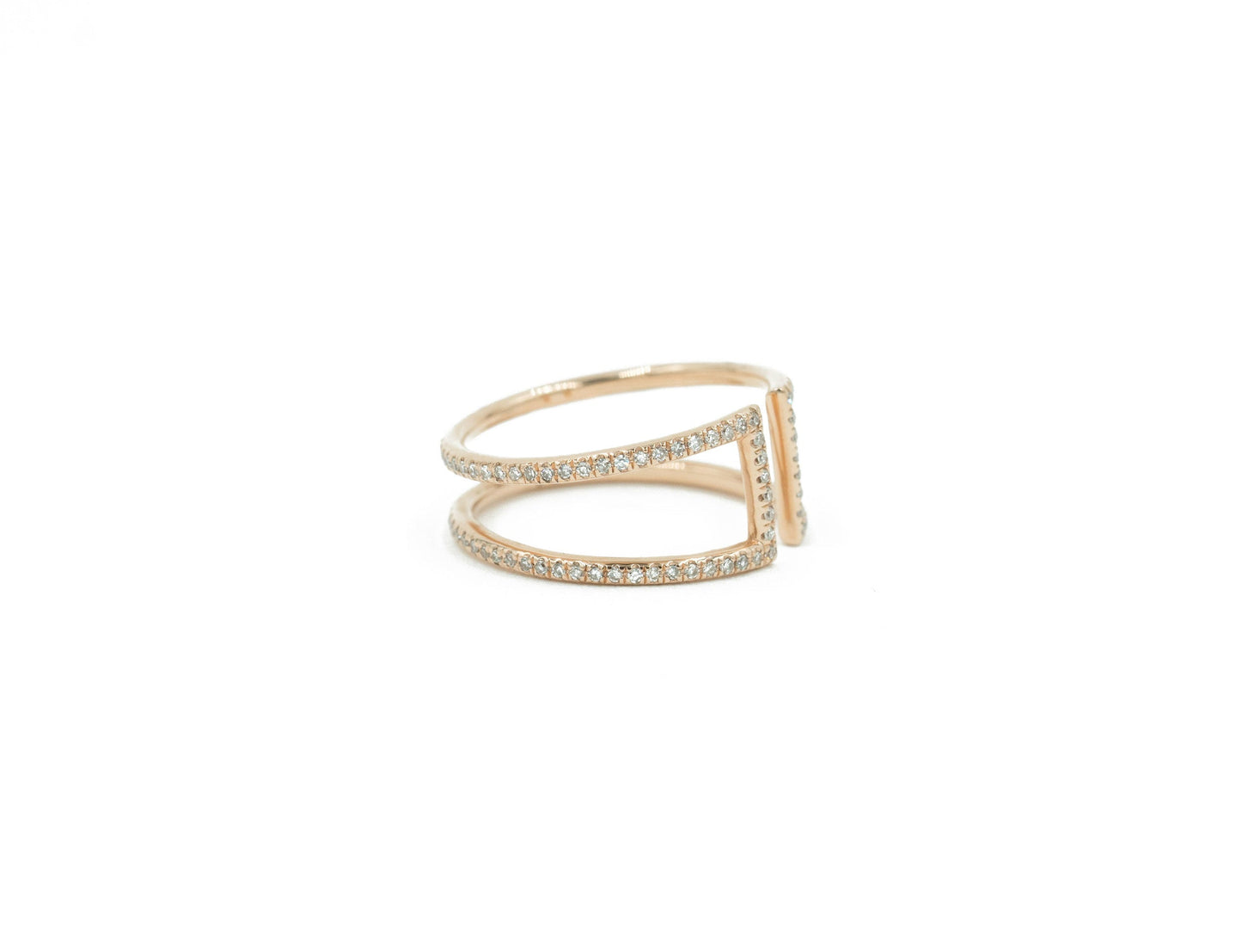 14KT Rose Gold Diamond Pave Cuff Ring