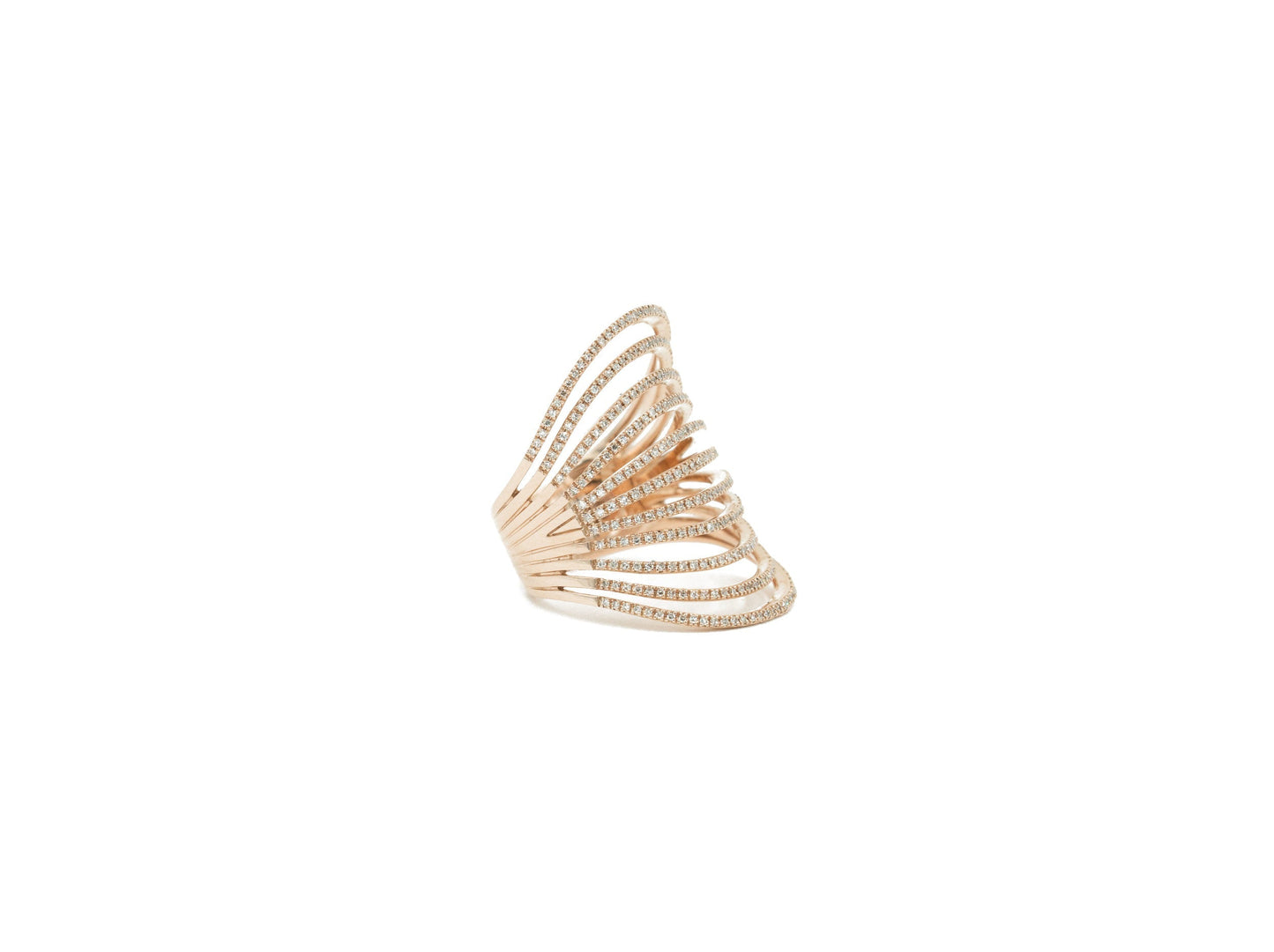 14KT Rose Gold Multiple Row Diamond Pave Ring