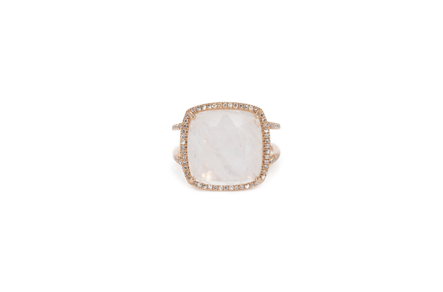 14KT Rose Gold Diamond Pave and Moonstone Ring