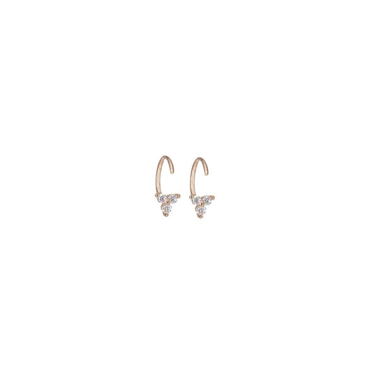 14KT Rose Gold Behind the Ear Triple Diamond Huggy