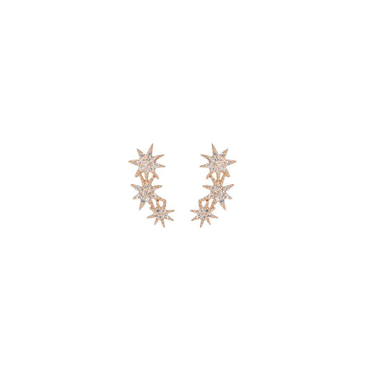 14KT Rose Gold Triple Star Ear Climbers