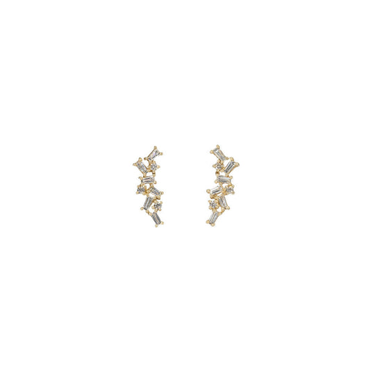 14KT Rose Gold Diamond Baguette Ear Climbers